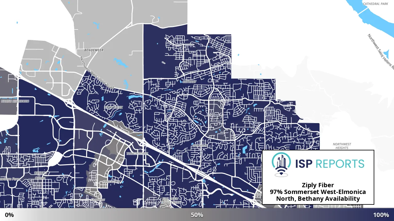 Sommerset West-Elmonica North, Bethany, OR map of internet availability