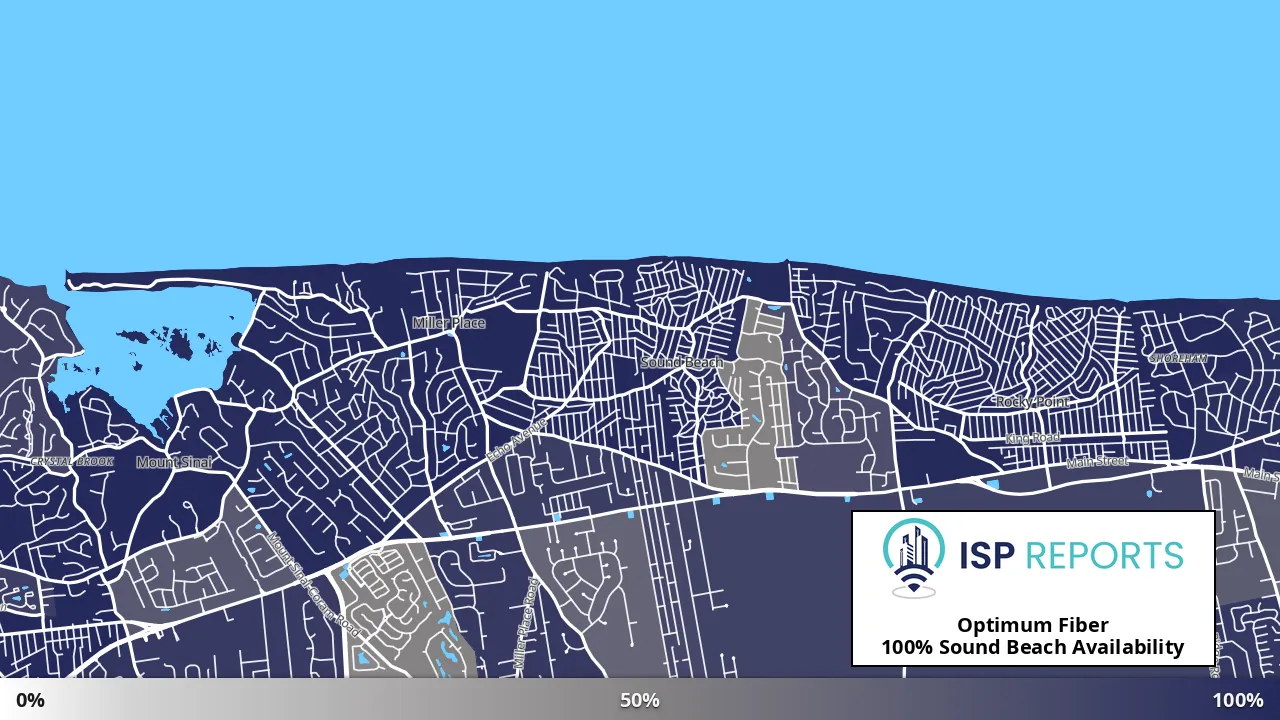 Sound Beach, NY map of internet availability