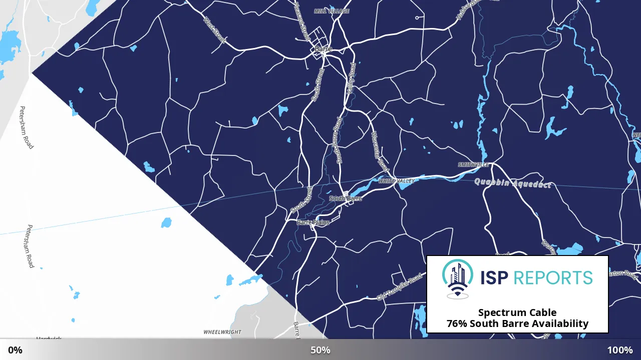 South Barre, MA map of internet availability