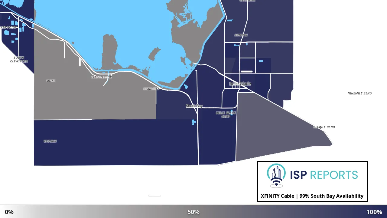 South Bay, FL map of internet availability