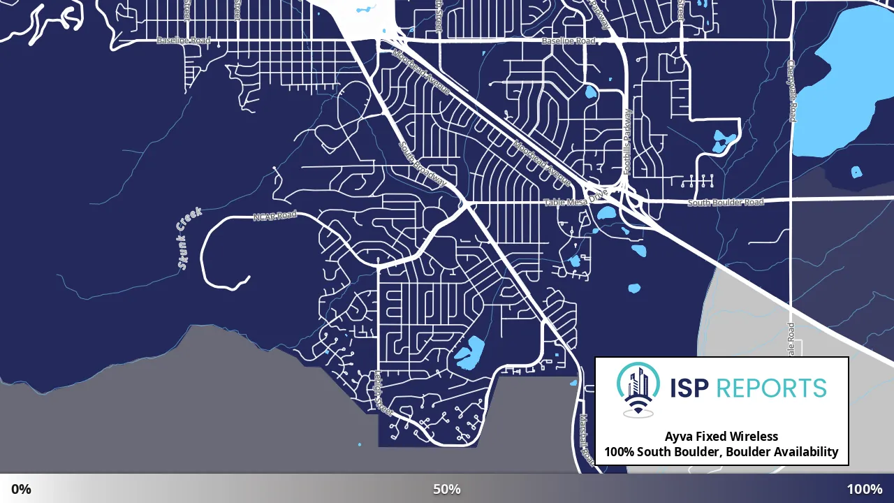South Boulder, Boulder, CO map of internet availability