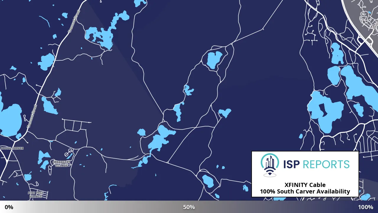 South Carver, MA map of internet availability