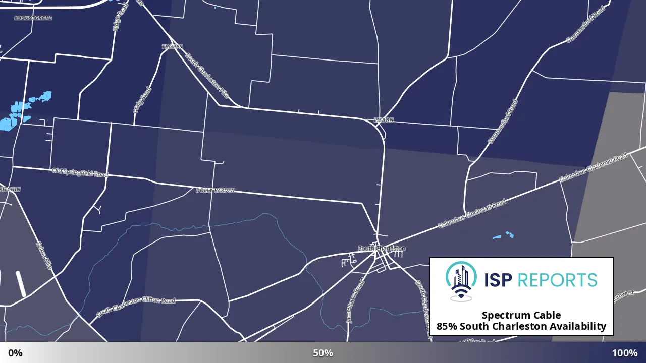 South Charleston, OH map of internet availability