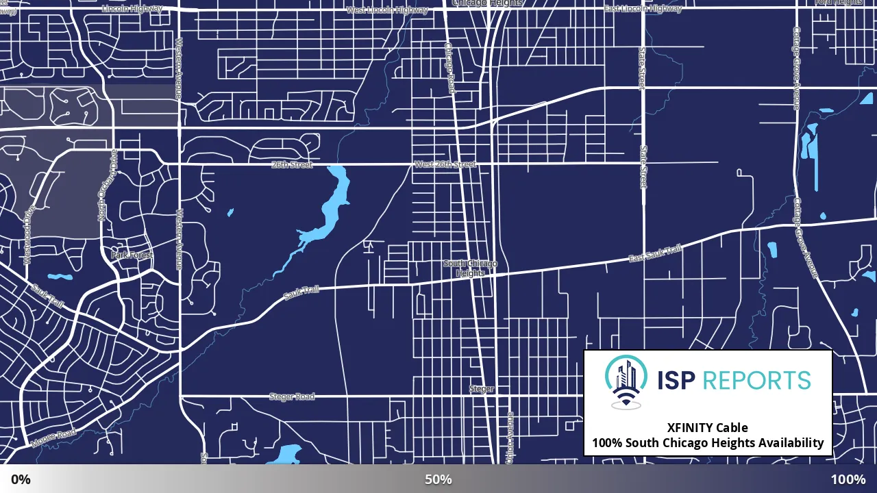 South Chicago Heights, IL map of internet availability