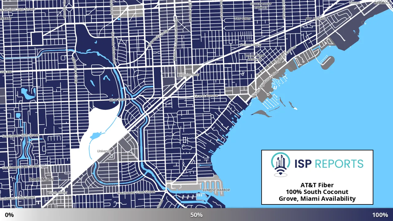 South Coconut Grove, Miami, FL map of internet availability
