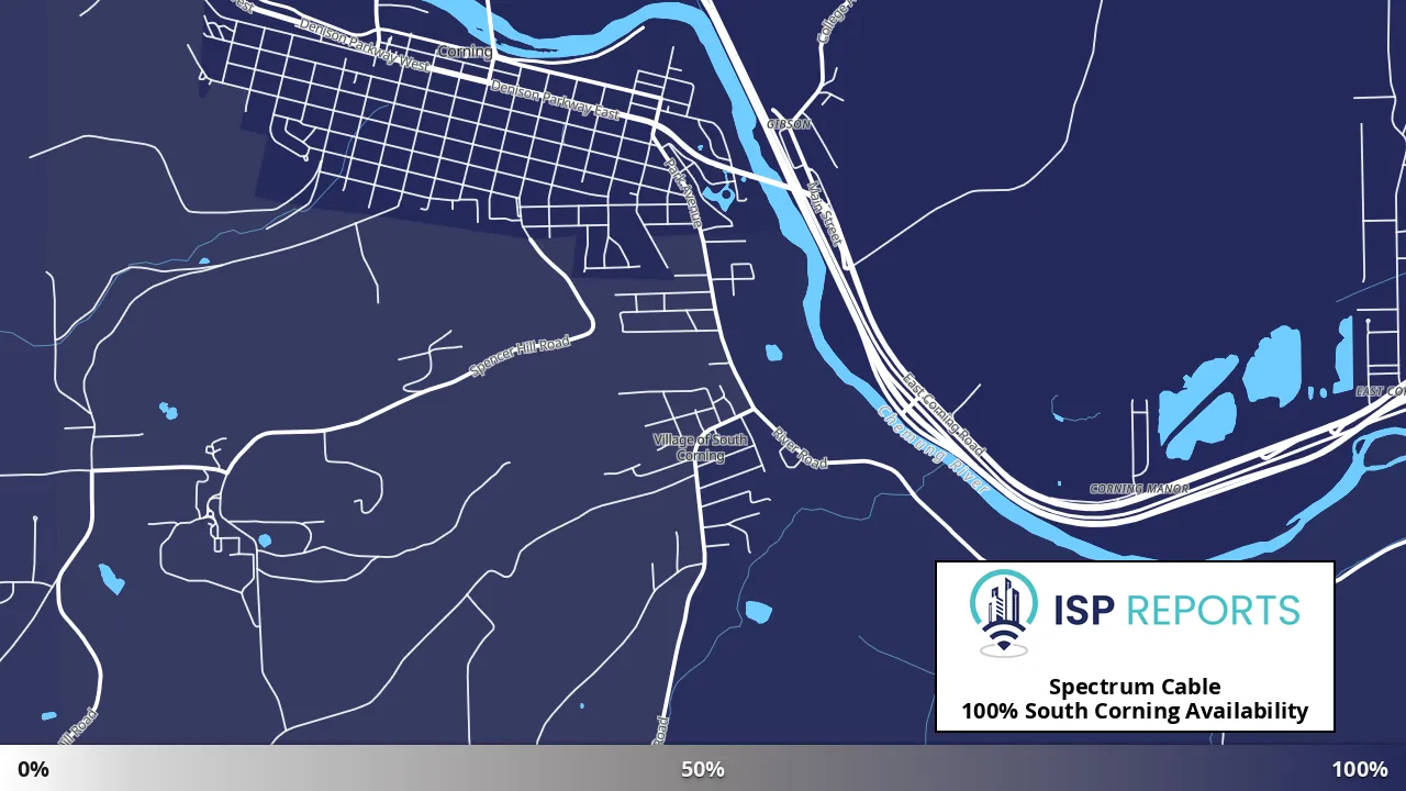 South Corning, NY map of internet availability