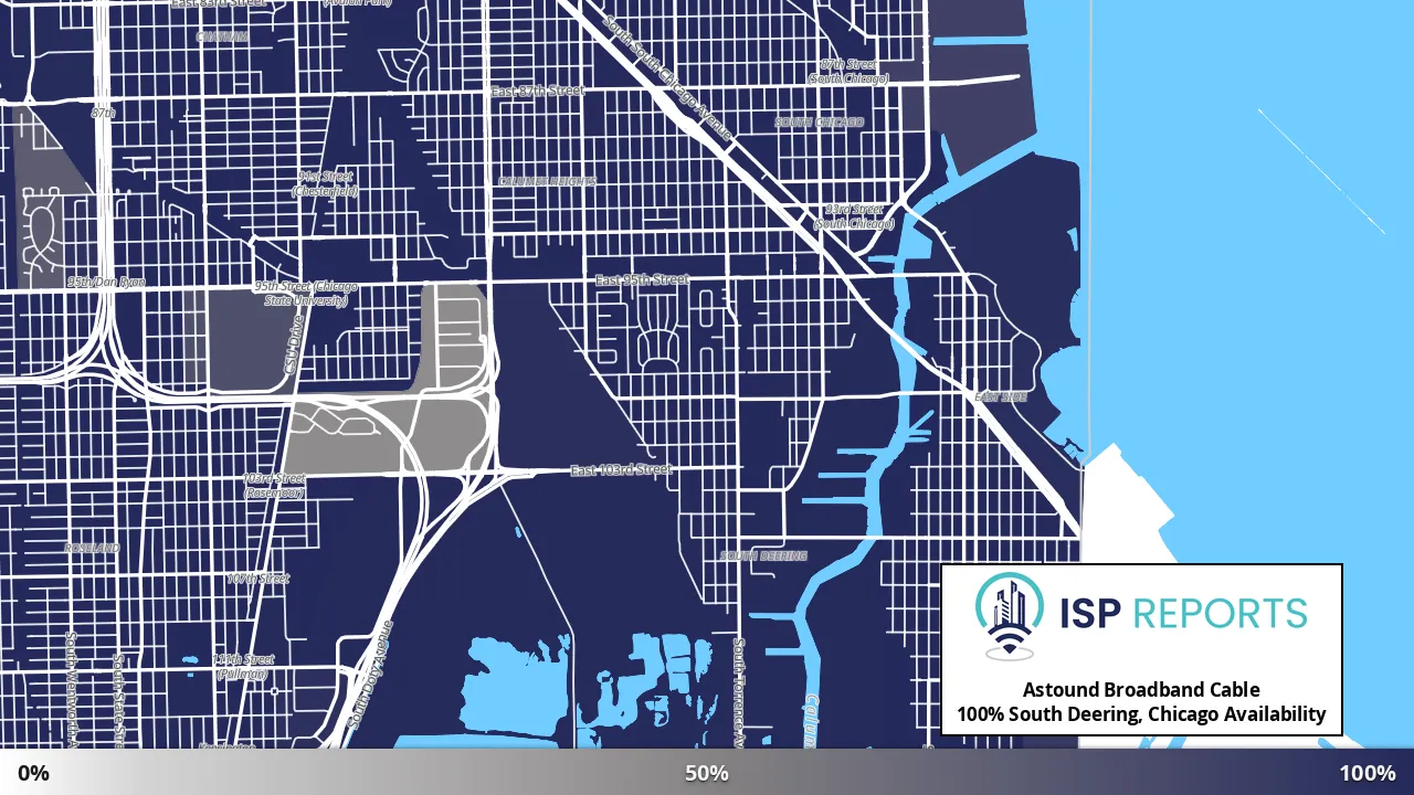 South Deering, Chicago, IL map of internet availability