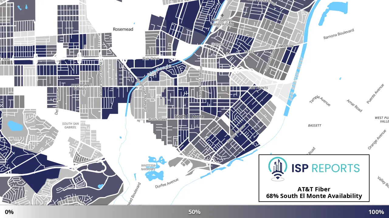 South El Monte, CA map of internet availability