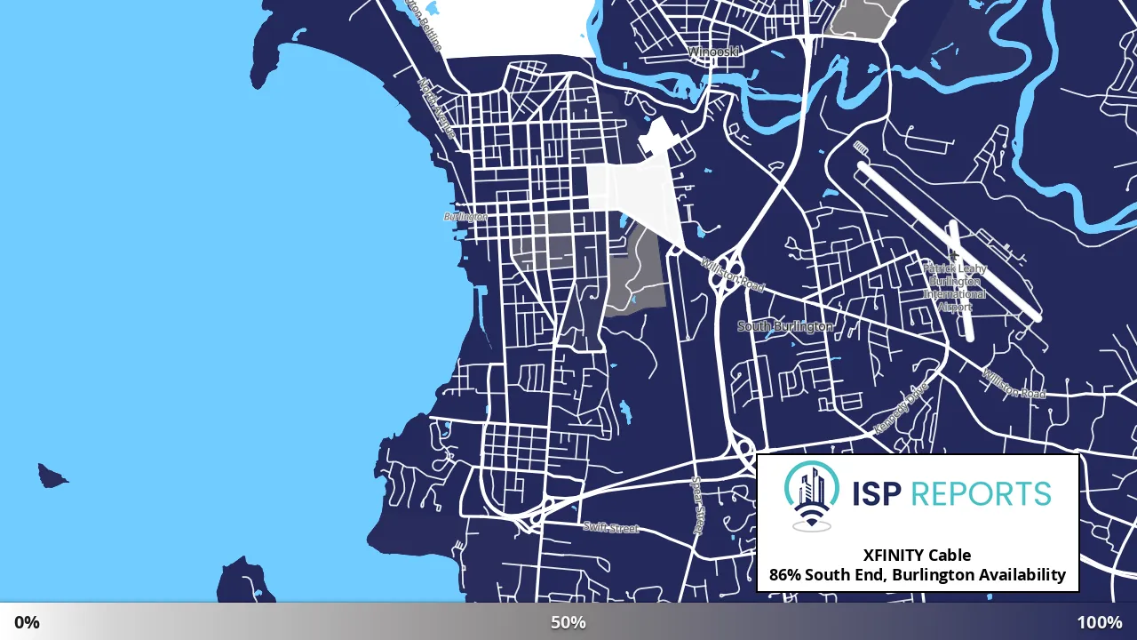 South End, Burlington, VT map of internet availability