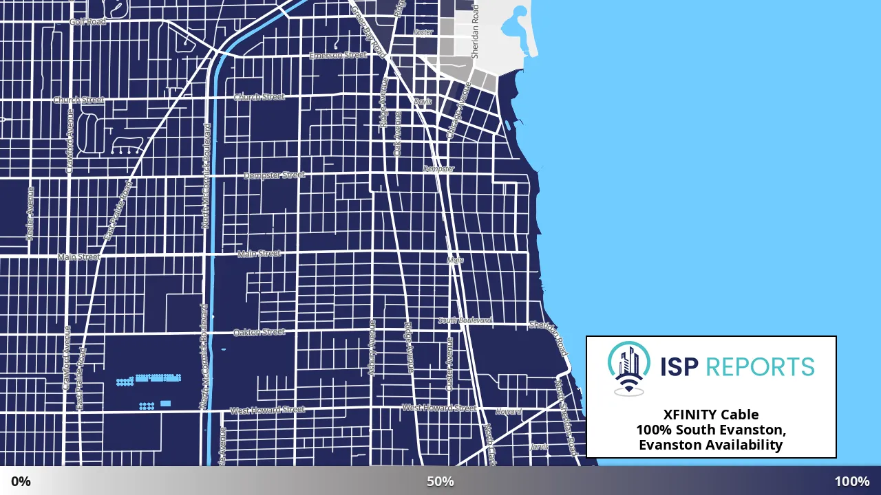 South Evanston, Evanston, IL map of internet availability