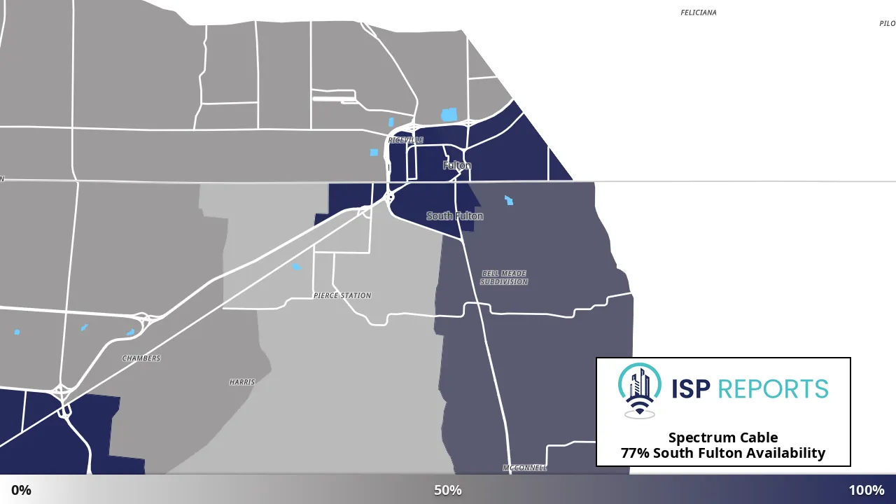South Fulton, TN map of internet availability