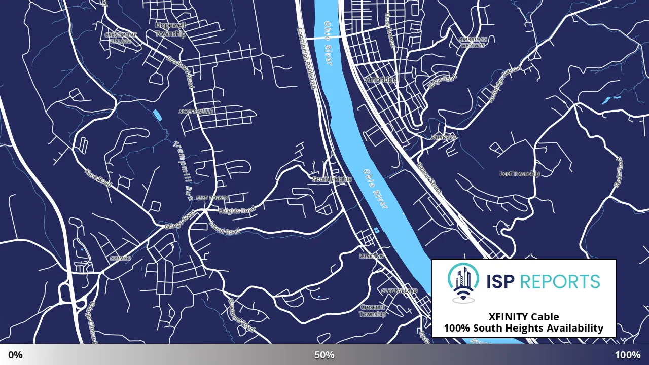 South Heights, PA map of internet availability