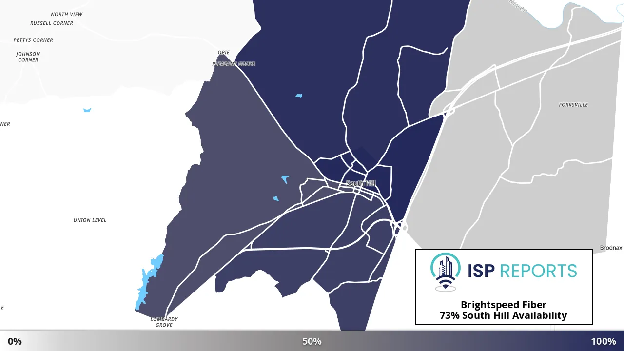 South Hill, VA map of internet availability