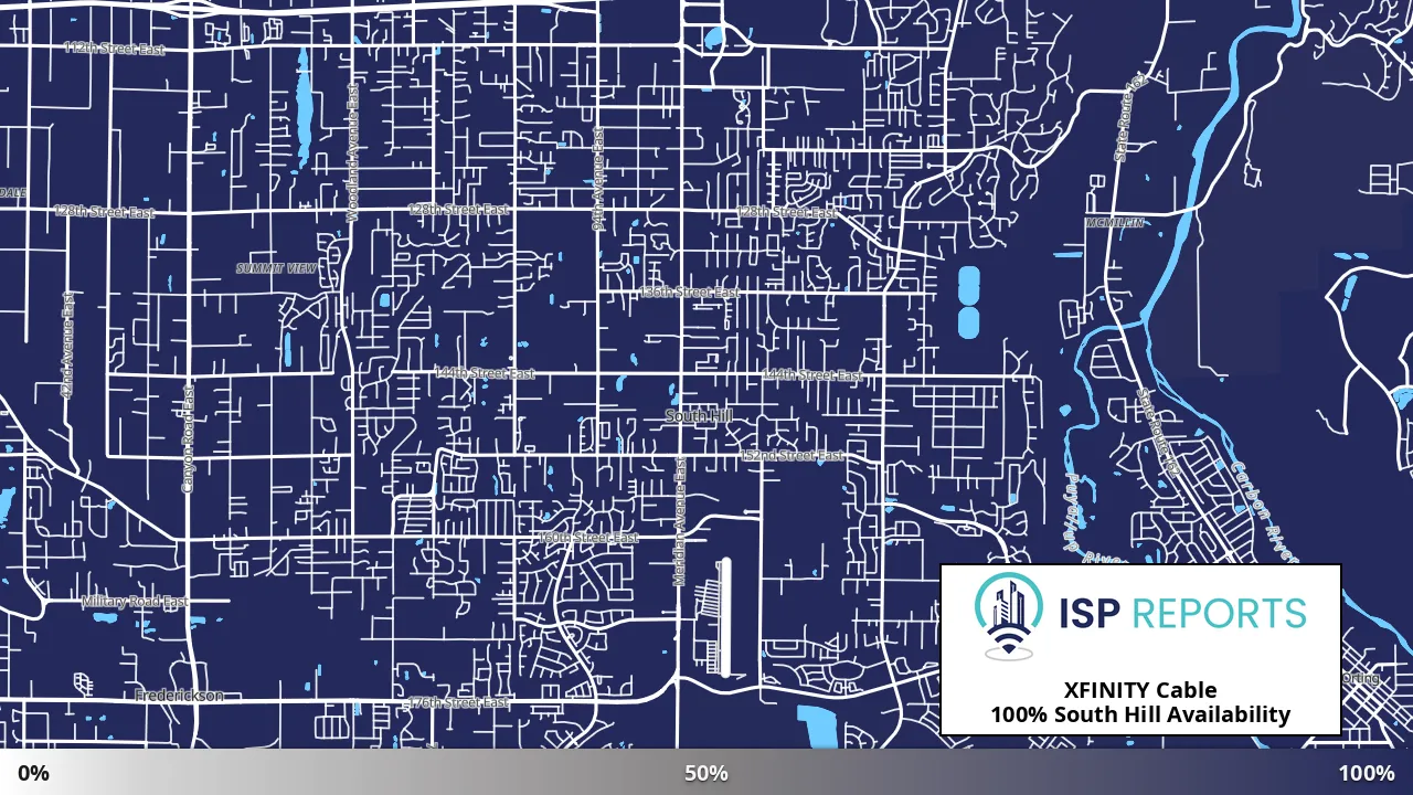 South Hill, WA map of internet availability