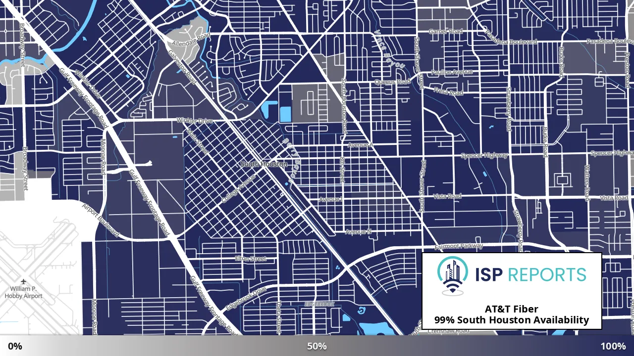 South Houston, TX map of internet availability