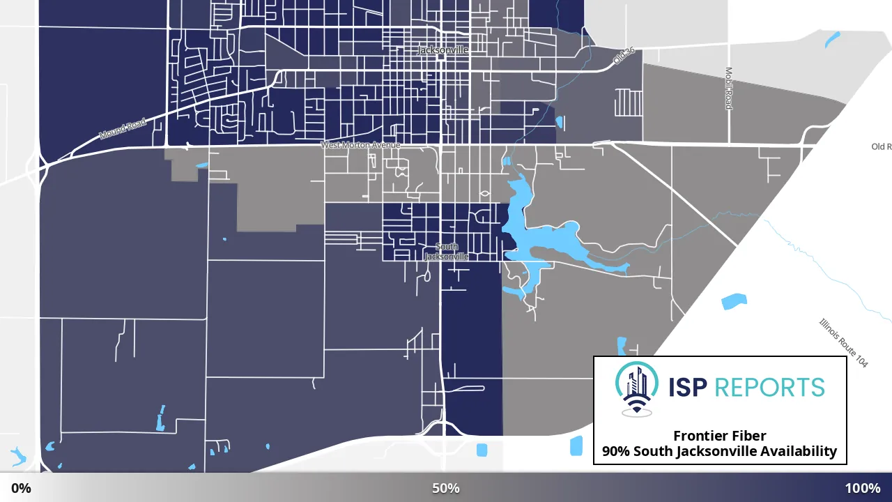 South Jacksonville, IL map of internet availability