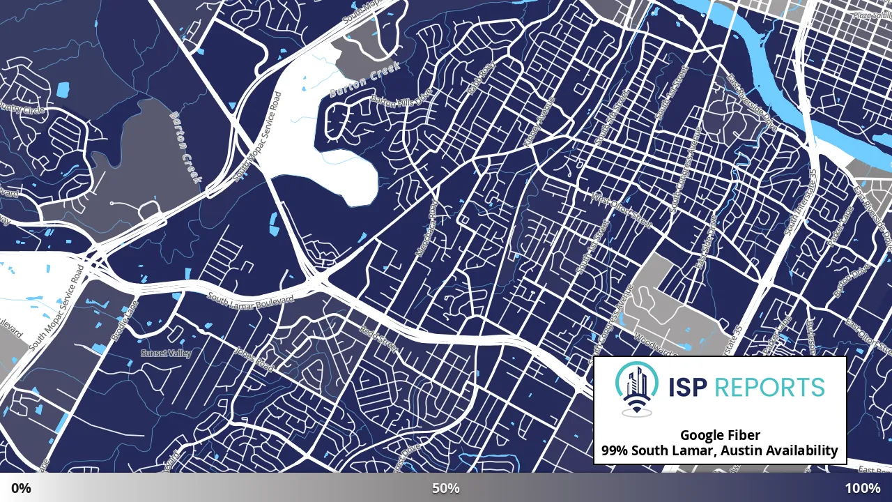 South Lamar, Austin, TX map of internet availability