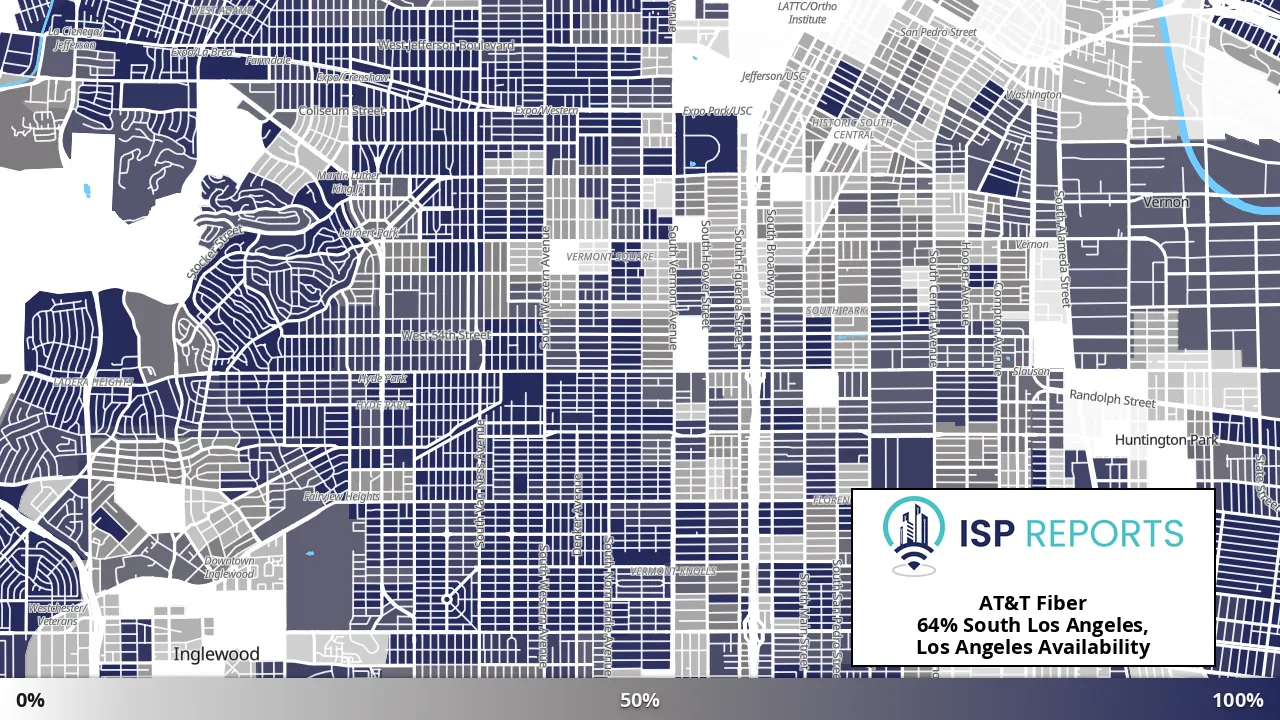 South Los Angeles, Los Angeles, CA map of internet availability