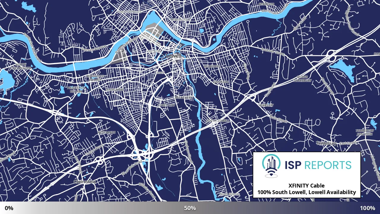 South Lowell, Lowell, MA map of internet availability