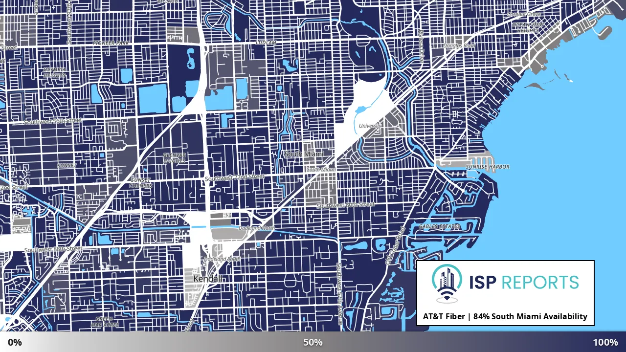 South Miami, FL map of internet availability
