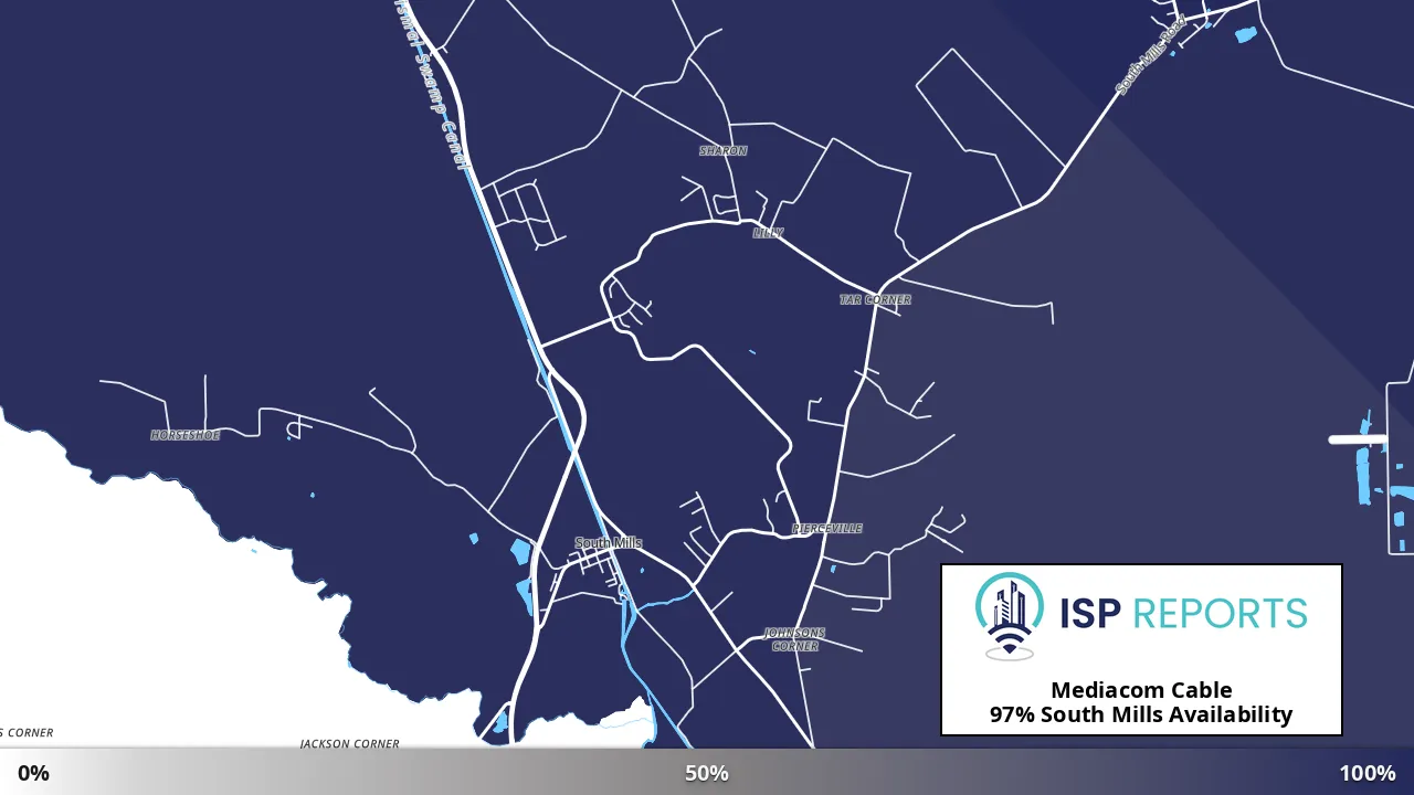 South Mills, NC map of internet availability