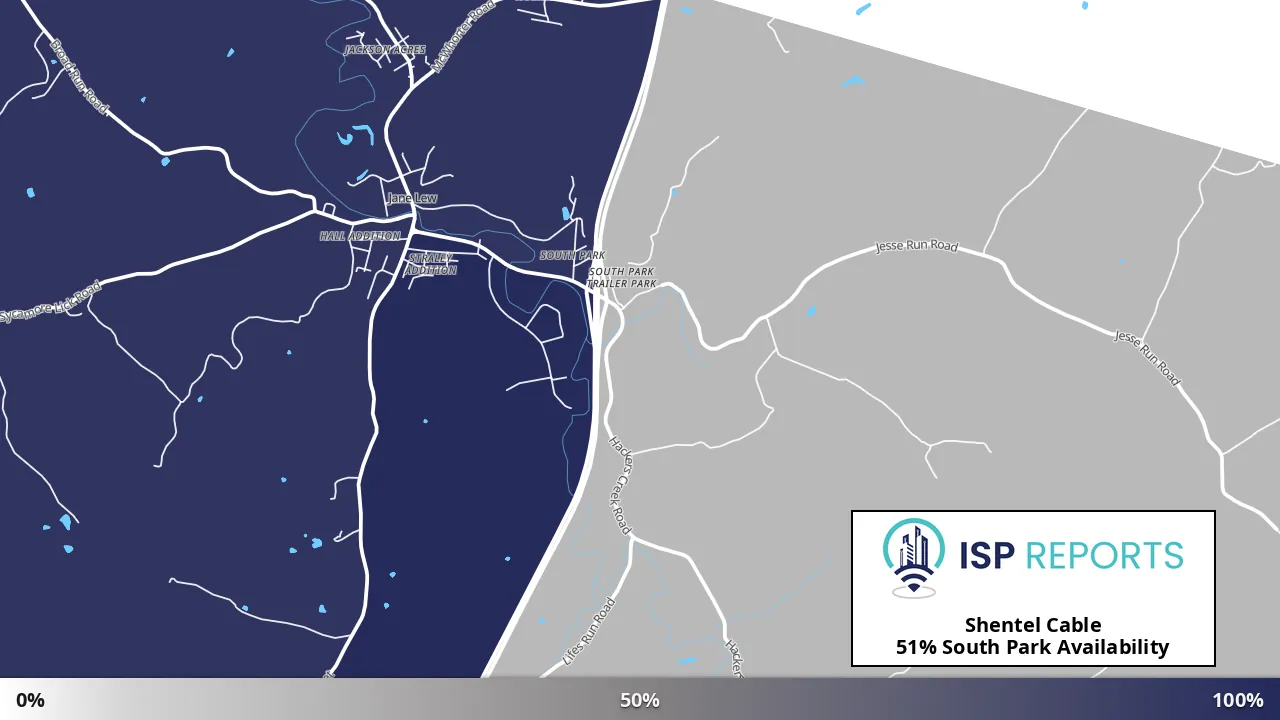 South Park, WV map of internet availability