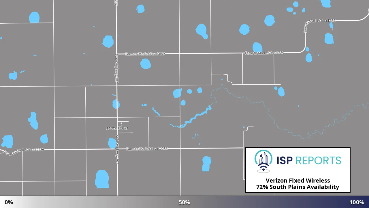 South Plains, TX map of internet availability