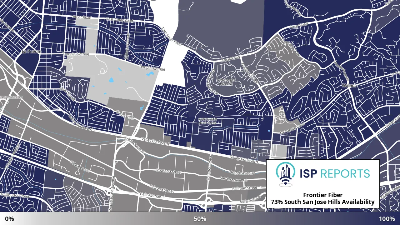 South San Jose Hills, CA map of internet availability
