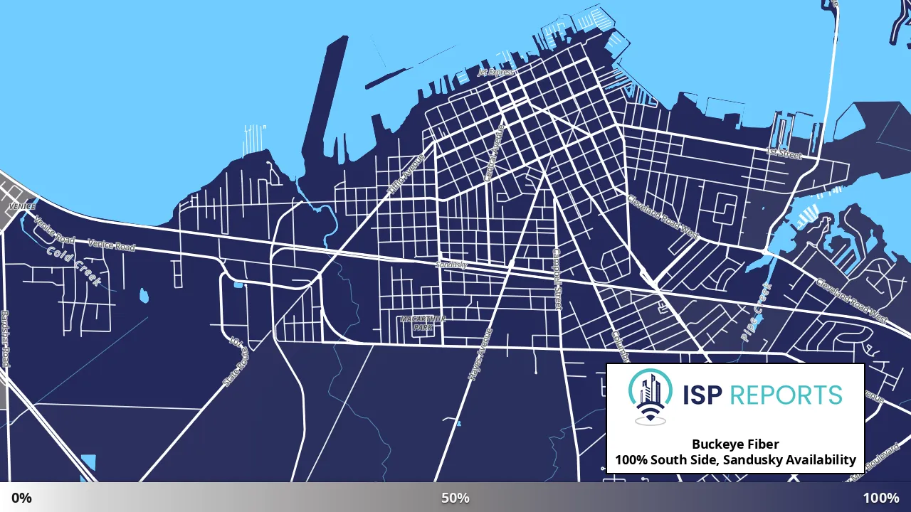 South Side, Sandusky, OH map of internet availability