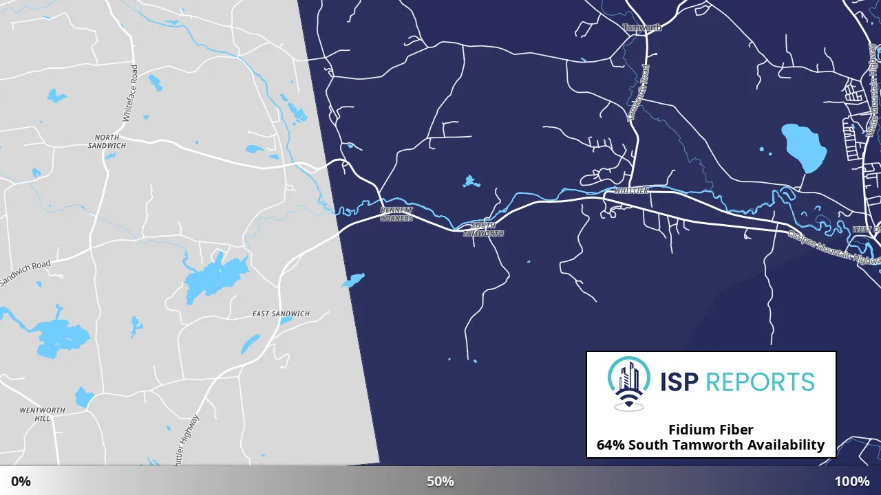 South Tamworth, NH map of internet availability