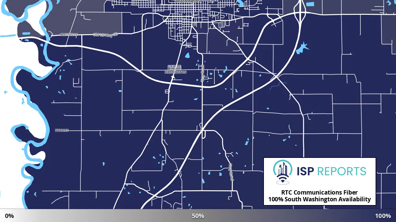 South Washington, IN map of internet availability