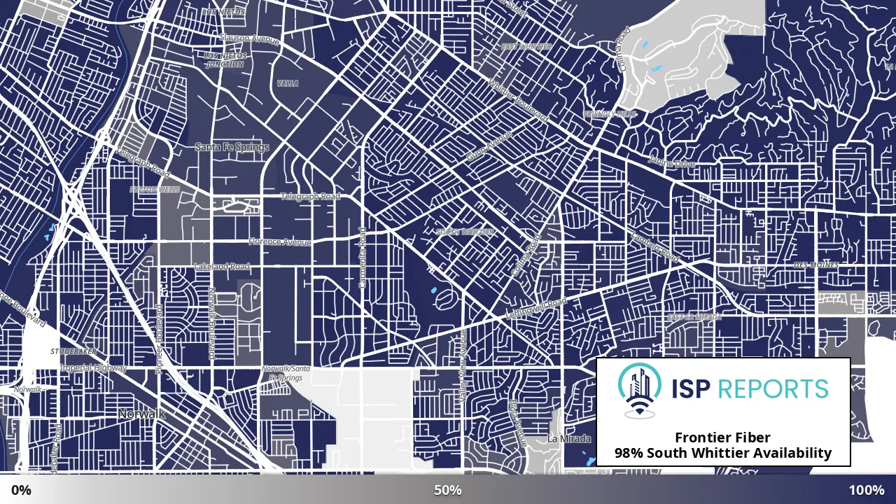 South Whittier, CA map of internet availability