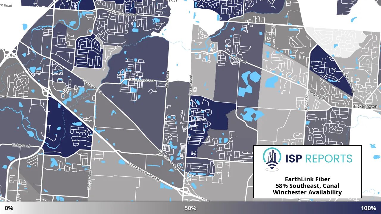 Southeast, Canal Winchester, OH map of internet availability