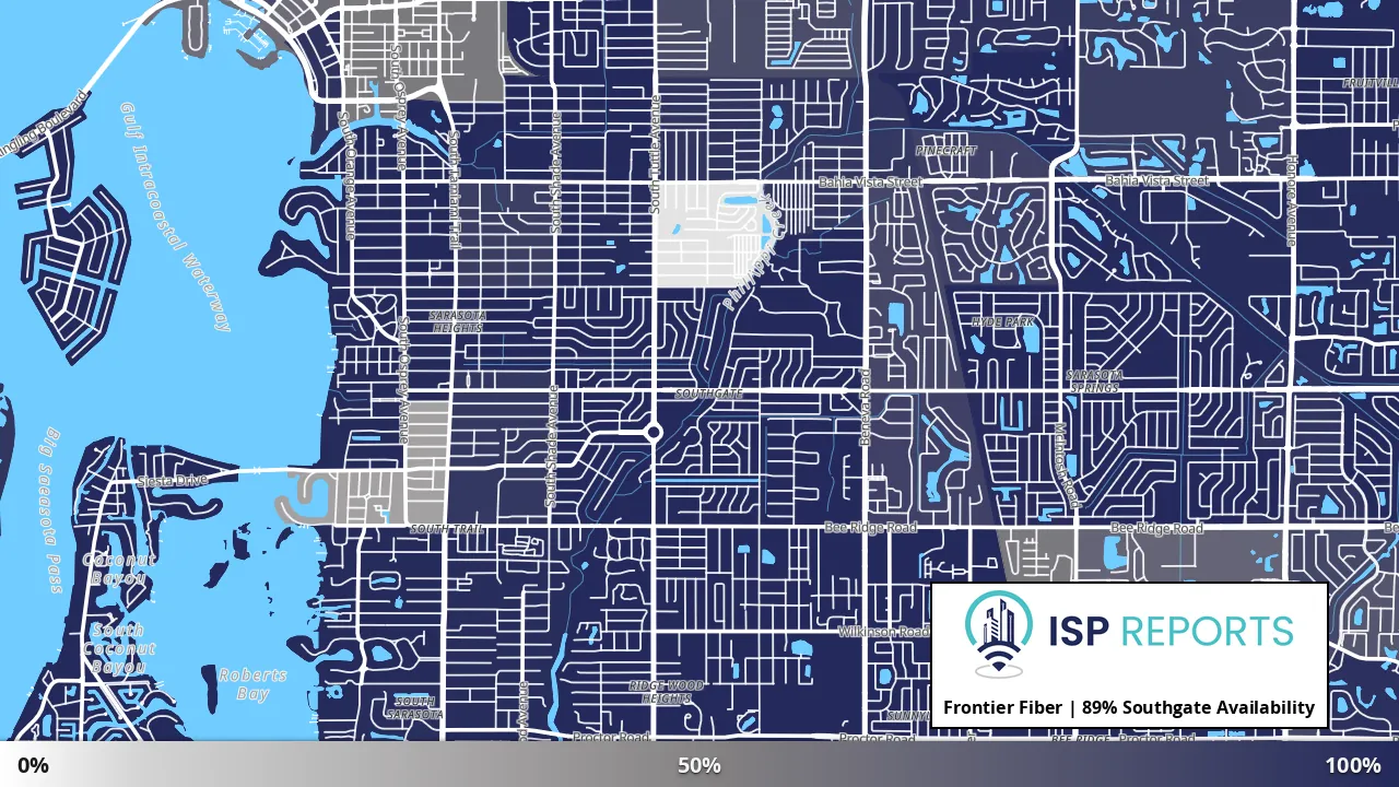 Southgate, FL map of internet availability