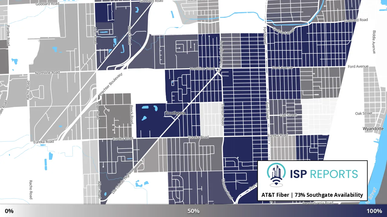 Southgate, MI map of internet availability