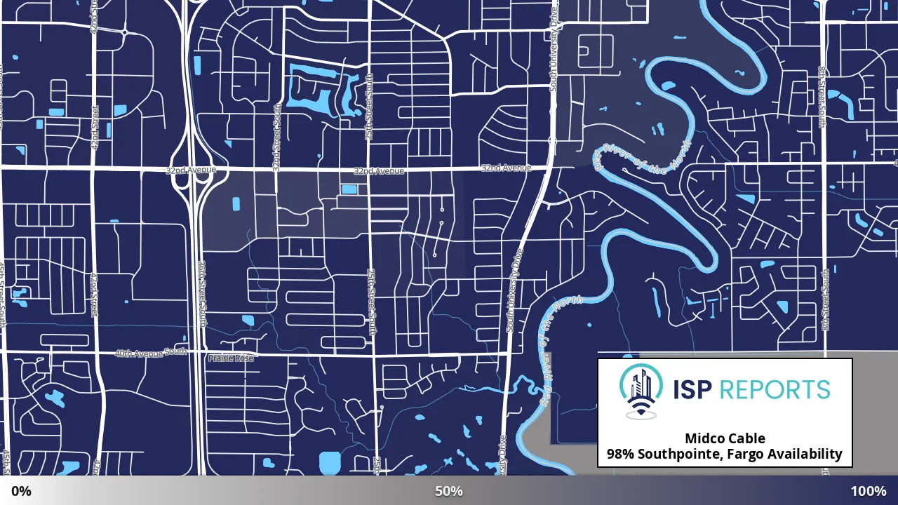 Southpointe, Fargo, ND map of internet availability