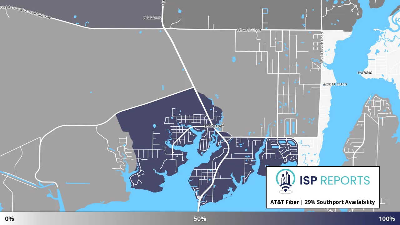 Southport, FL map of internet availability