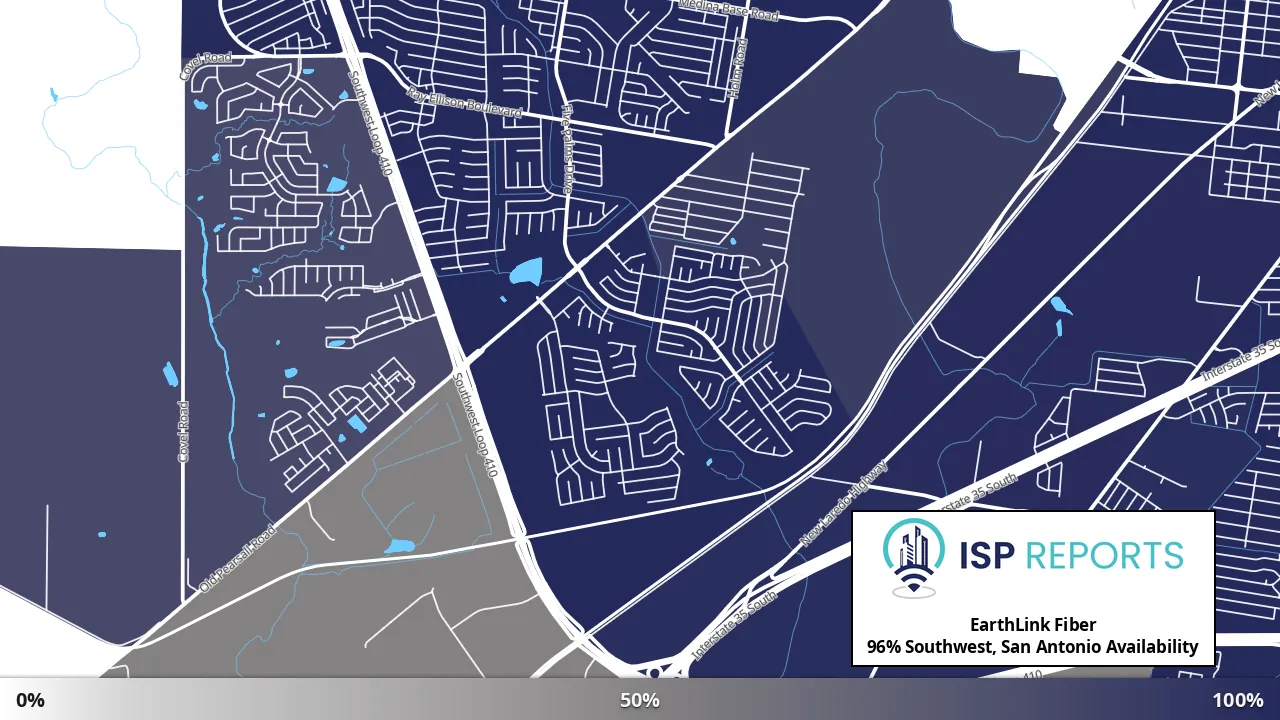 Southwest, San Antonio, TX map of internet availability