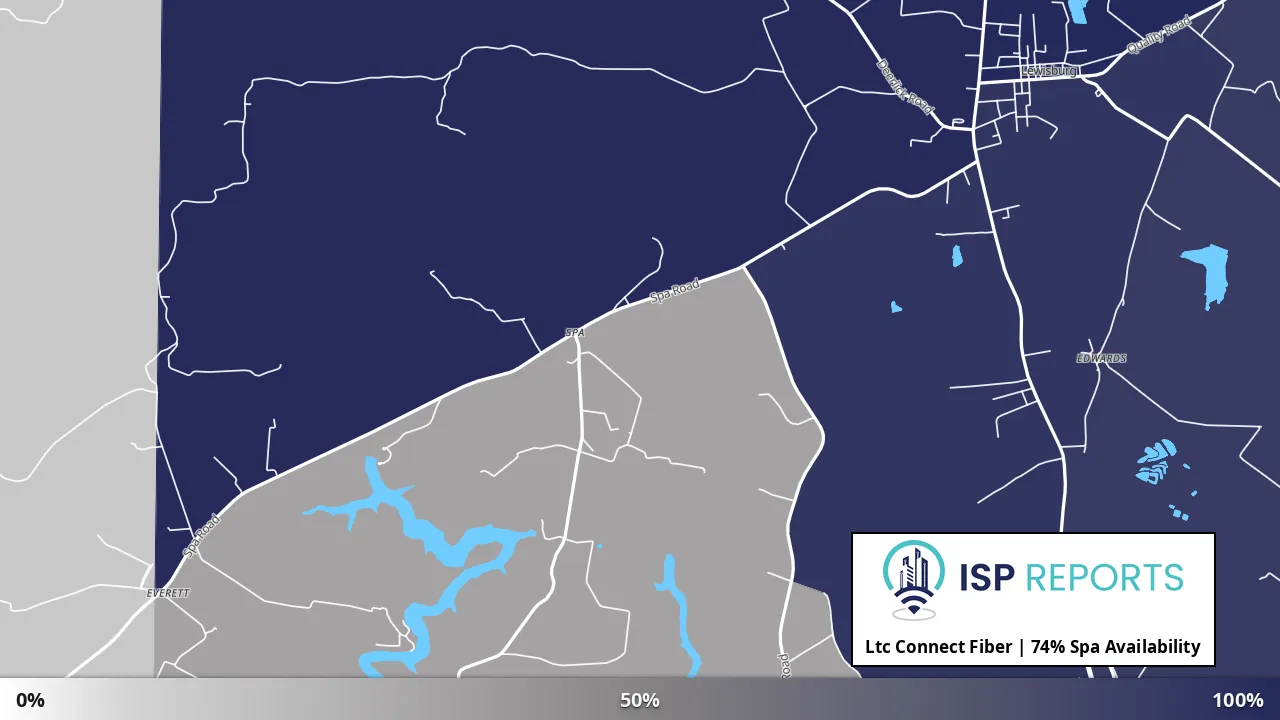 Spa, KY map of internet availability