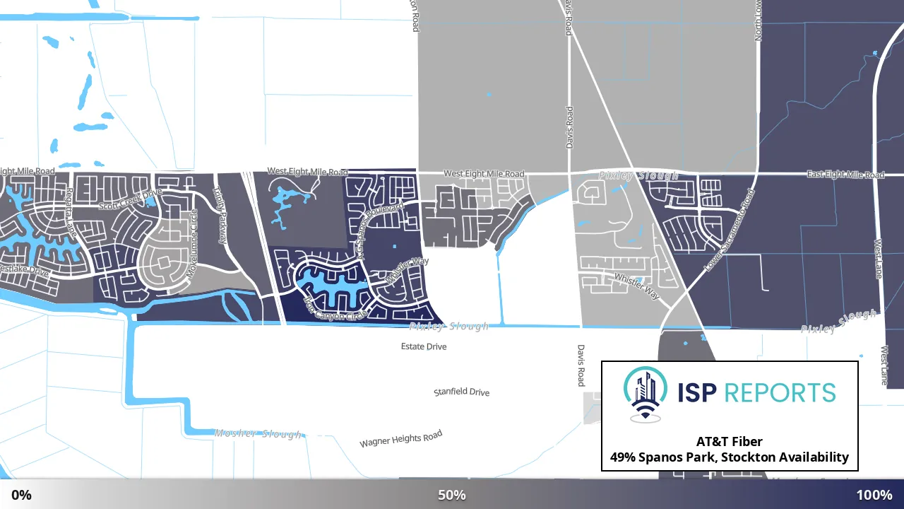 Spanos Park, Stockton, CA map of internet availability