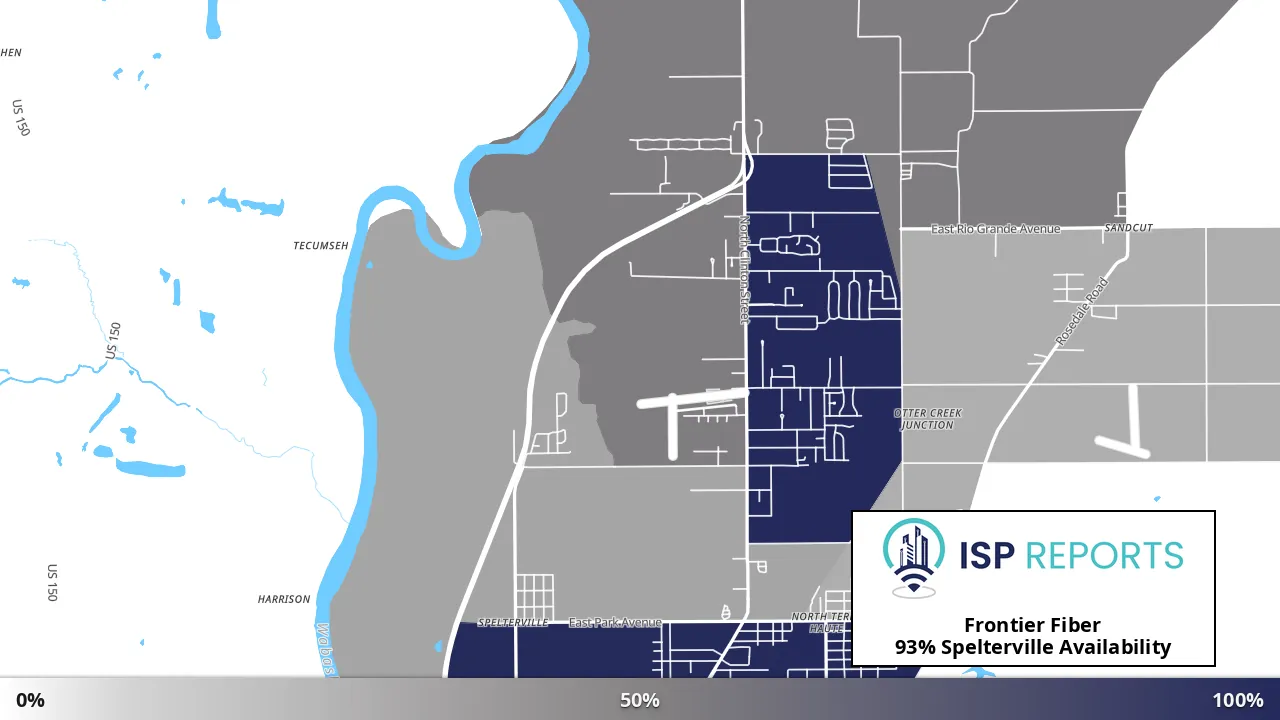 Spelterville, IN map of internet availability