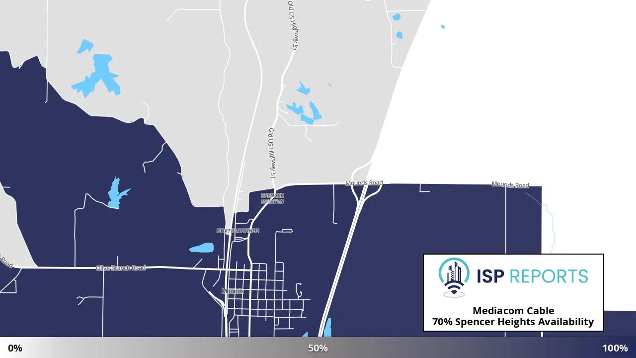 Spencer Heights, IL map of internet availability