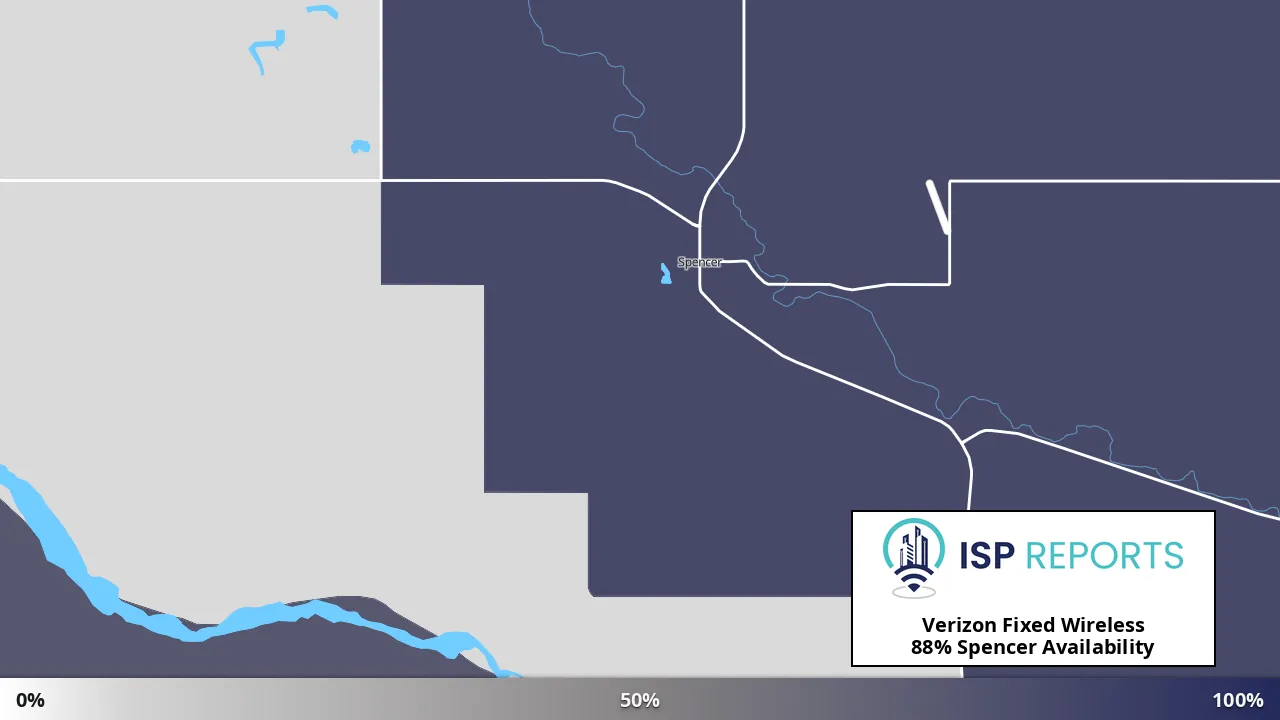 Spencer, NE map of internet availability