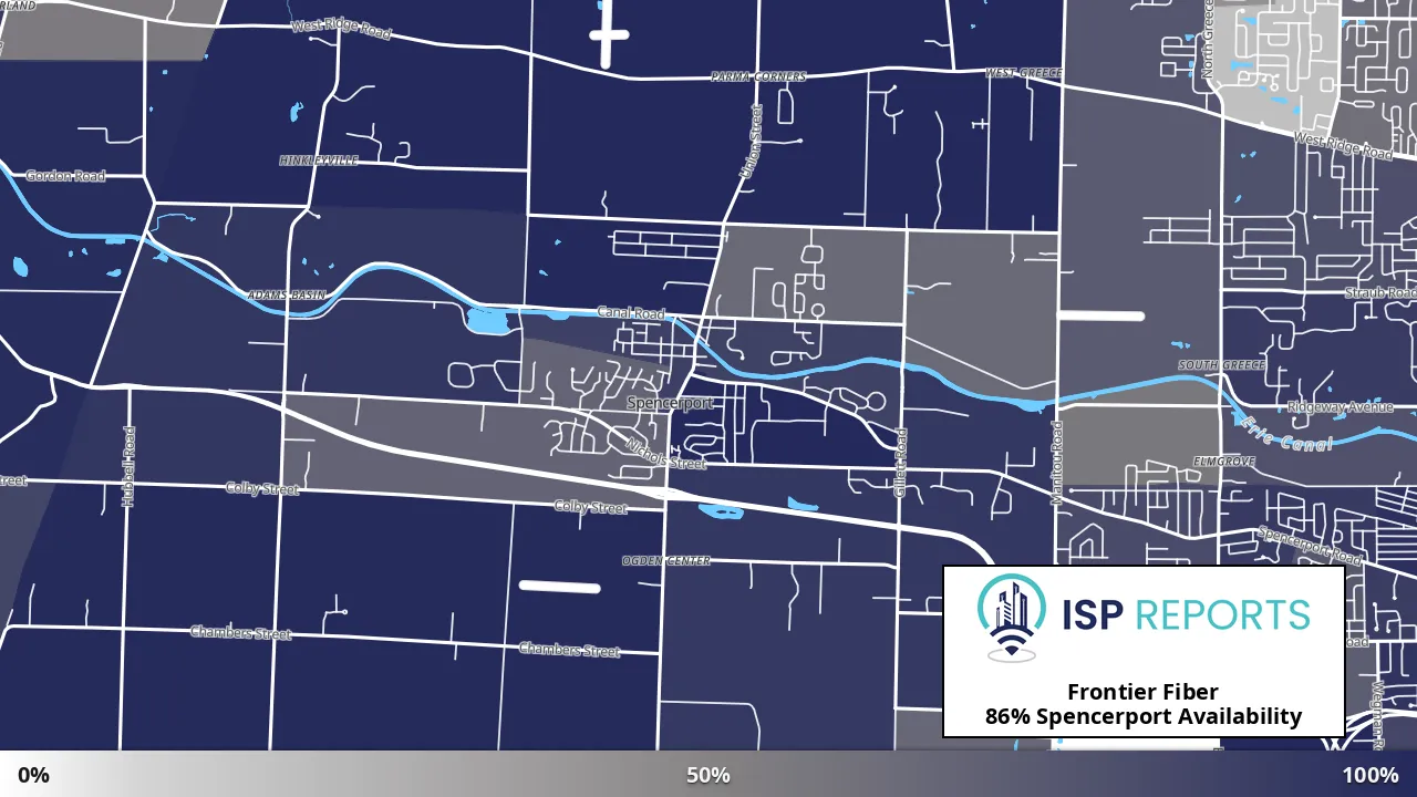 Spencerport, NY map of internet availability