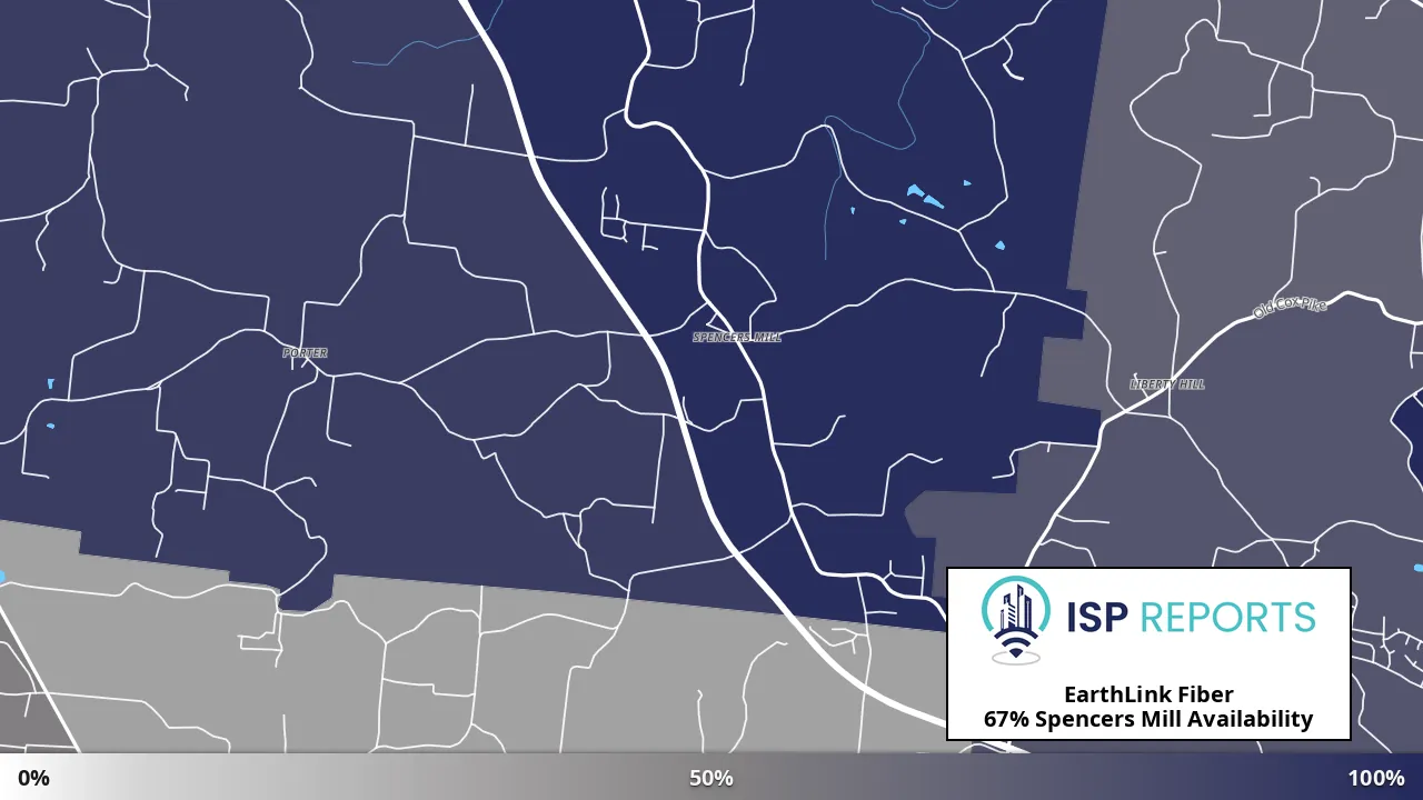 Spencers Mill, TN map of internet availability