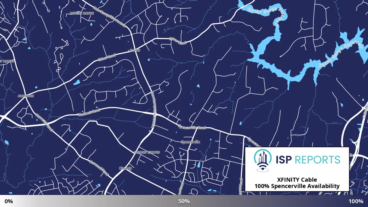 Spencerville, MD map of internet availability