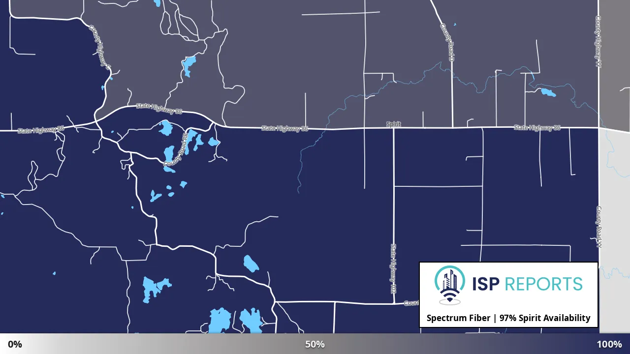 Spirit, WI map of internet availability