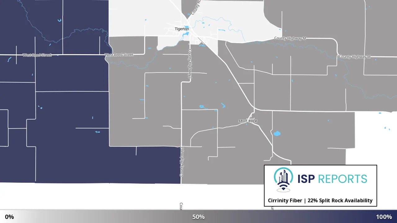 Split Rock, WI map of internet availability