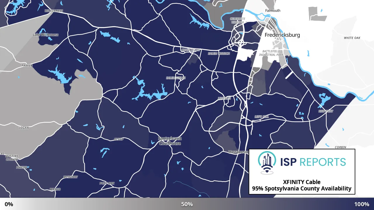 Spotsylvania County, VA map of internet availability
