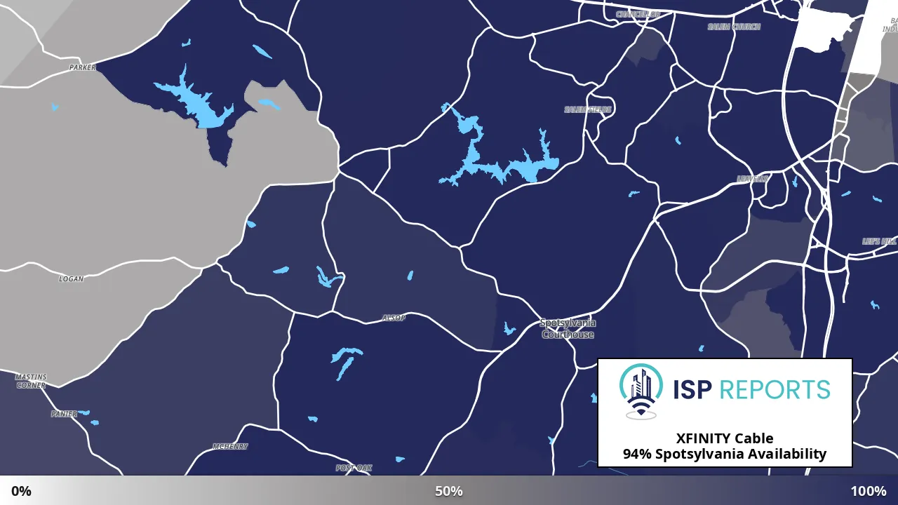 Spotsylvania, VA map of internet availability